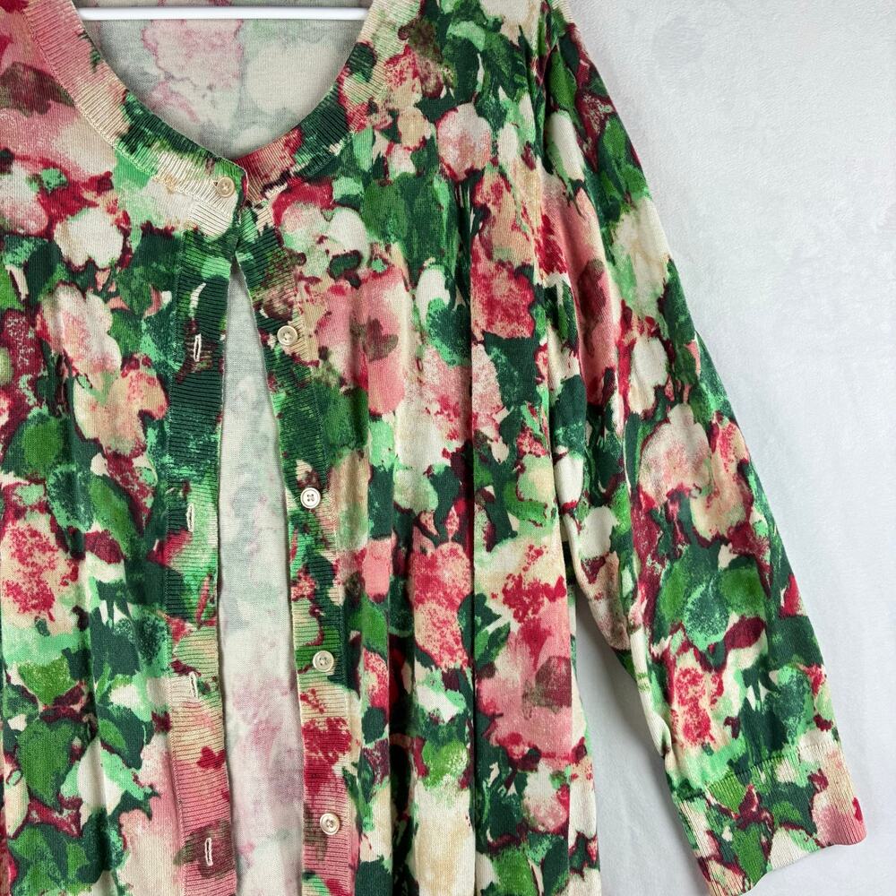 Talbots Floral Button Front Cardigan Sweater Women’s XL Teacher Twee Botanical - Picture 4 of 10